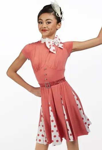 Polka Dance, Pretty Dance Costumes, Tap Costumes, Fascinator Hair, Team Costumes, Jazz Hip Hop, Godet Skirt, Leotard Dress, Practice Wear