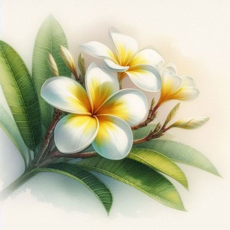 Frangipani Painting, Color Wheel Lesson, Hibiscus Flower Drawing, Art Eras, Polynesian Art, Plumeria Flowers, Flower Art Drawing, Painting Art Lesson, Flower Artwork