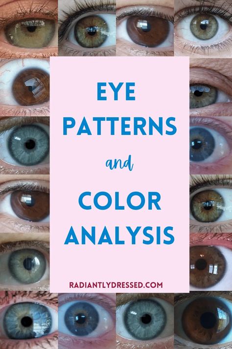 Color Seasons Eyes, Iris Patterns Eye, Cool Winter Eyes, Seasonal Eye Patterns, Color Season Eye Pattern, Soft Summer Hazel Eyes, Blue Eye Color Chart, Seasonal Color Analysis Eyes, Soft Autumn Blue Eyes