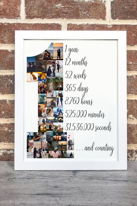 Custom 1 Year Anniversary Gift for Boyfriend, Personalized Unique Gift for Boyfriend Girlfriend, Engagement Gift, First Year Together Gift Couple Picture Gifts, One Year Gift, Anniversary Photo Collage, Valentine Gift For Dad, 1st Year Anniversary, 1 Year Anniversary Gift, Unique Gifts For Boyfriend, Cute Anniversary Gifts, Foto Collage