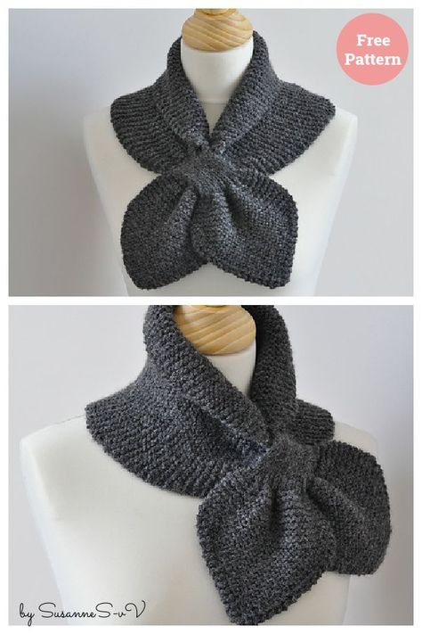 MissMarple Scarf Free Knitting Pattern Easy Scarf Knitting Patterns, Easy Sweater Knitting Patterns, Keyhole Scarf, Bow Scarf, Short Scarves, Button Scarf, Neck Scarf Tying, Knitting Patterns Free Scarf, Knitted Items