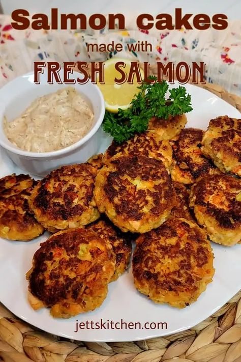 Salmon Cakes With Fresh Salmon, Fresh Salmon Cakes, Cajun Spice Recipe, Salmon Loaf Recipes, Steamed Salmon, Salmon Fish Cakes, Salmon Cakes Recipe, Canned Salmon Recipes, Salmon Croquettes