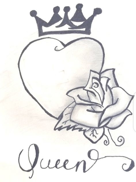 #heart Rose Crown Drawing, Heart With Crown Drawing, Heart Pencil Drawing, Drawing Of A Heart, King Crown Tattoo, Heart With Rose, Diamond Tattoo Designs, Valentine Drawing, Diamond Tattoo