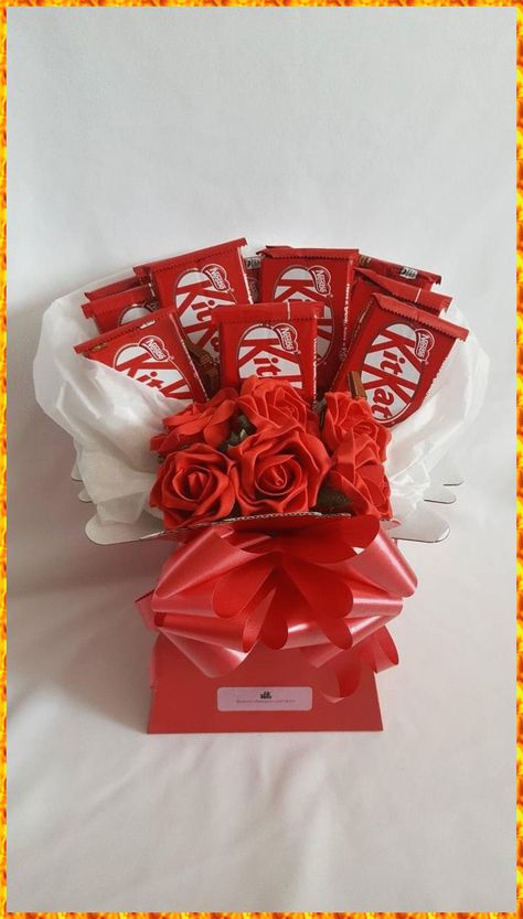 [Sponsored] Chocolate Bouquet Kitkat And Flowers Sweet Gift Hamper | Etsy #chocolategiftsbasket Thank You For Teachers, Greeting Card Holder, Luxury Chocolate, Chocolate Bouquet, Get Well Soon, Get Well, Chocolates, Ideal Gift, Fathers Day