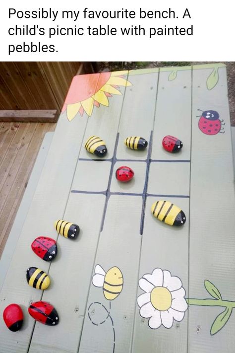 Kids Picnic Table Paint Ideas, Outdoor Table Painting Ideas, Painted Picnic Table Ideas Diy Projects, Diy Painted Picnic Table, Picnic Table Paint Ideas, Diy Kids Picnic Table, Painted Picnic Table Ideas, Picnic Table Painting Ideas, Painted Picnic Table