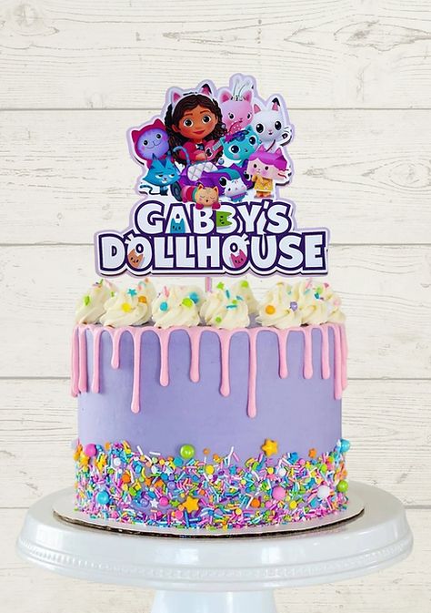 Gabbys Doll House Birthday, Gabbys Dollhouse Cake Ideas, Gaby Dollhouse Cakes, Gabbys Dollhouse Cake Topper, Gabbys Dollhouse Cake, Gabbys Dollhouse Birthday Party, Squishmallow Party, Cardboard Background, Gabby Dollhouse