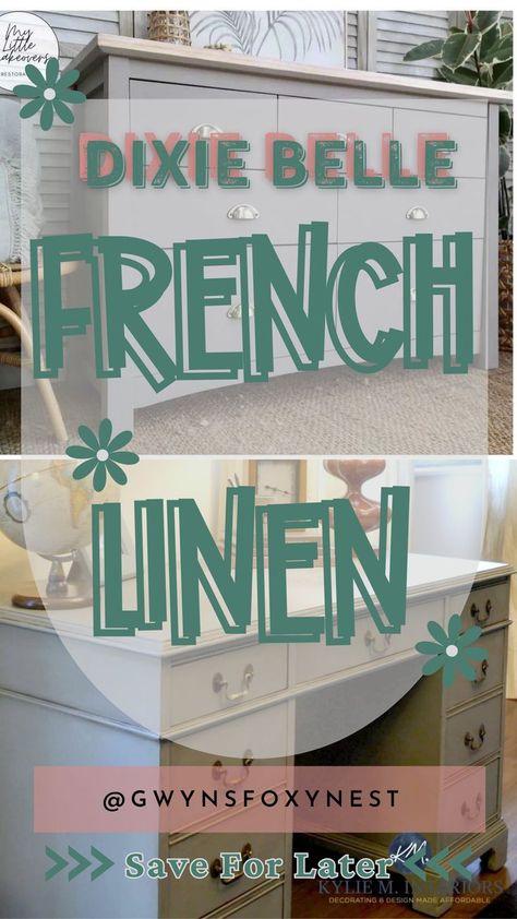 Dixie Belle French Linen Chalk Paint Vs Annie Sloan French Linen Chalk Paint Furniture, Chalk Painted Sideboard, Chalk Paint Ideas, French Linen Chalk Paint, Annie Sloan French Linen, Belle French, Chalk Paint Dresser, Vintage Furniture Makeover, Painted Fan