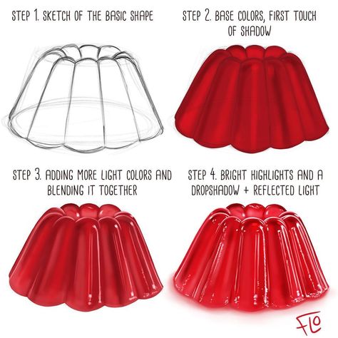 Art with Flo on Instagram: “Painting red jello in Procreate in 4 steps. The fully narrated 45 min tutorial video is available at Patreon. APP: Procreate BRUSHES: Basic…” Art With Flo, Digital Art Tutorial Beginner, Cake Drawing, Digital Painting Techniques, Texture Drawing, Procreate Tutorial, Digital Art Beginner, Logo Design Free, How To Make Logo