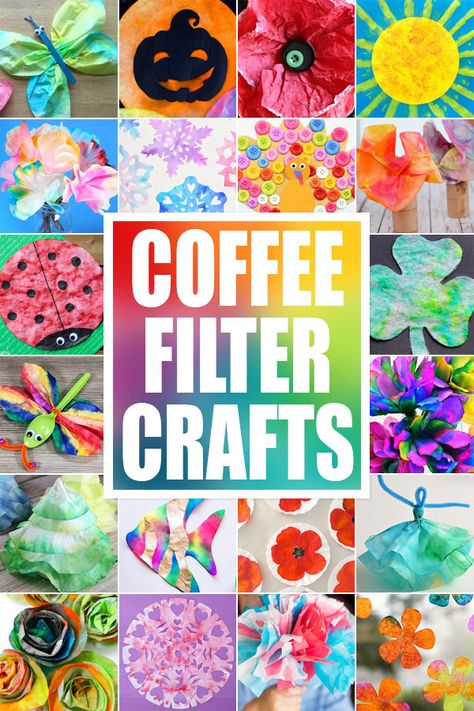 Coffee Filter Crafts For Kids, Coffee Filter Art Projects, Coffee Filter Projects, Watermelon Craft, Coffee Filter Flowers Diy, Adorable Crafts, Coffee Filter Art, Origami Paper Flowers, Watermelon Crafts