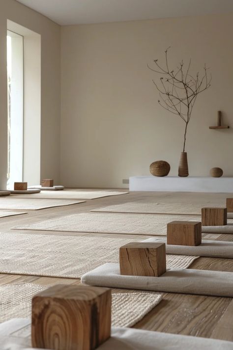 40 Japandi Designed Yoga Studios - TastyInteriors Japandi Spa Design, Bali Yoga Studio, Japandi Yoga Studio, Japandi Spa, Japanese Design Interior, Yoga Studio Design Interiors, Yoga Studio Aesthetic, Wellness Office, Pilates Yoga Studio