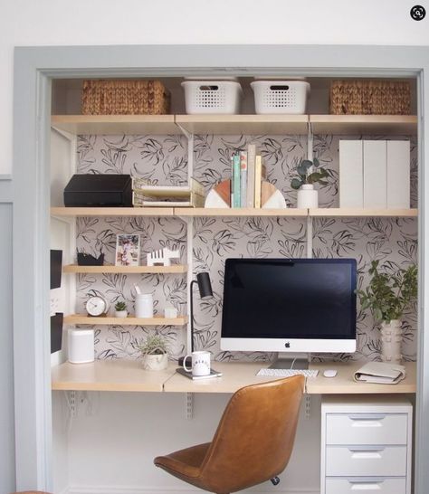 Guest Bedroom Office, Guest Bedroom/office, Home Office Closet, Small Workspace, Closet Office, Drawer Filing Cabinet, Office Nook, Guest Room Office, Workspace Design