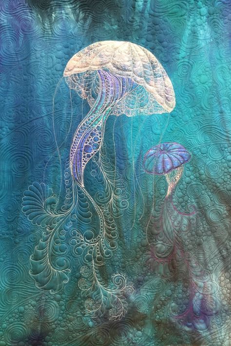 Seascape Quilts, Quilted Wall Hangings Patterns, Ocean Quilt, Textiles Sketchbook, Fish Quilt, Sea Quilt, Landscape Art Quilts, Landscape Quilts, Animal Quilts