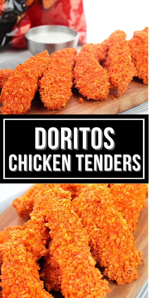 These Doritos Chicken Tenders will earn you a gold star from your kids. This easy recipe only requires 4 ingredients total! Doritos Chicken Tenders, Dorito Chicken Tenders, Buttermilk Marinated Chicken, Doritos Recipes, Doritos Chicken, Dorito Chicken, Crusted Chicken Tenders, Chicken Tender Recipes, Happy Couples