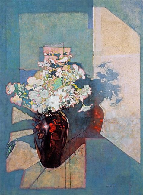 Paintings Of Leaves, Michael Dudash, Red Vase, Representational Art, Flowers In A Vase, 수채화 그림, Flowers Red, Arte Inspo, Wow Art