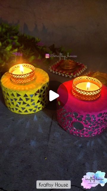 Kraftsy House By Vaishakhi 🧿 on Instagram: "DIY Tealight Holders from Waste Material! 🪔✨

I transformed an old tape roll into these beautiful tealight holders with a festive twist! What do you think of this new look? I'm in love with the final outcome! ❤️

Learn something new today and stay tuned with @kraftsy_house for more creative ideas!

If you enjoyed this, don’t forget to like, share, and save! ❤️

#reels #mosaic #mirrormosaic #mirrorart #viralexplorepage #artexplorer #arttherapyheals #diytutorial #trendingart #easydiy #diwali #diy #create #design #explore #explorepage #kraftsyhouse

[Mosaic, Mirror Mosaic, DIY, Best out of Waste, Diya Holders, Home Decor, Festive Decor, Diwali]" Mirror Mosaic Diy, Diy Best Out Of Waste, Diya Decoration Ideas, Diwali Decorations At Home, Diy Diwali Decorations, Waste Material, Diwali Diy, Mosaic Mirror, Trending Art