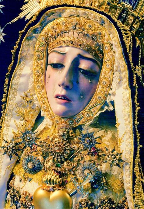 Beautiful Virgin of Sorrows Crying Statue x5 digital downloads ready to be printed and framed Crying Cordoba Spain, Virgin Mary Statue, Mary Statue, Our Lady Of Sorrows, The Virgin Mary, Holy Mary, Epic Fails Funny, Art Disney, Catholic Art