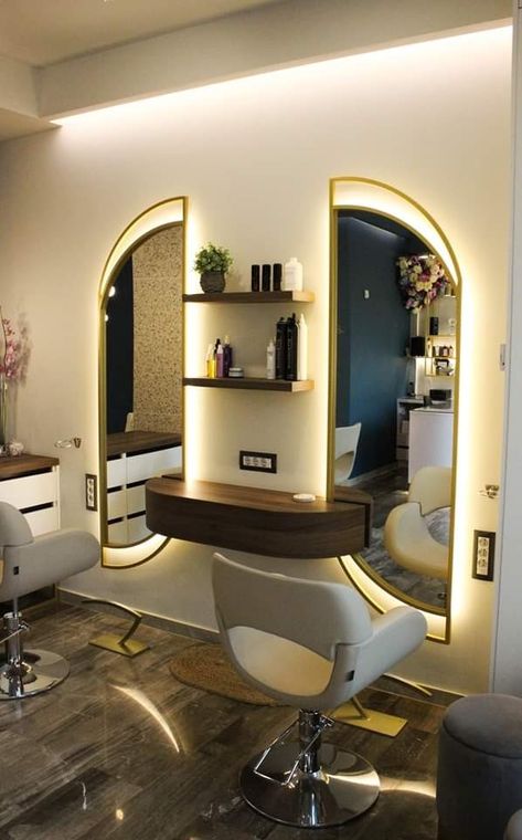 Interior Design For Parlour, Beauty Parlour Mirror Design, European Salon Design, Saloon Decor Interior Design Modern, Saloon Decorations Living Rooms, Hair Saloon Designs Interior, Beauty Parlour Decoration Ideas, Small Saloon Decor Interior Design, Parlour Decoration Ideas