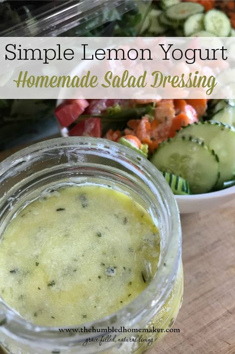 Yogurt Homemade, Lemon Salad Dressings, Salad Dressing Recipes Homemade, Lemon Yogurt, Yogurt Dressing, Healthy Salad Dressing, Homemade Salads, Homemade Salad Dressing, Salad Dressing Recipes