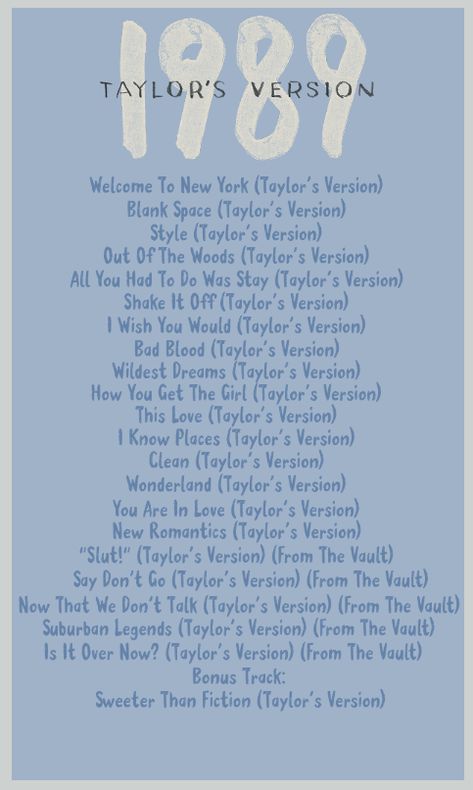 Taylor Swift Songs List, 1989 Quotes, 1989 Taylor Swift Album, Sweeter Than Fiction, Blank Space Taylor, Taylor Swift Jokes, Mother Song, 1989 Tv, Taylor Swift Birthday