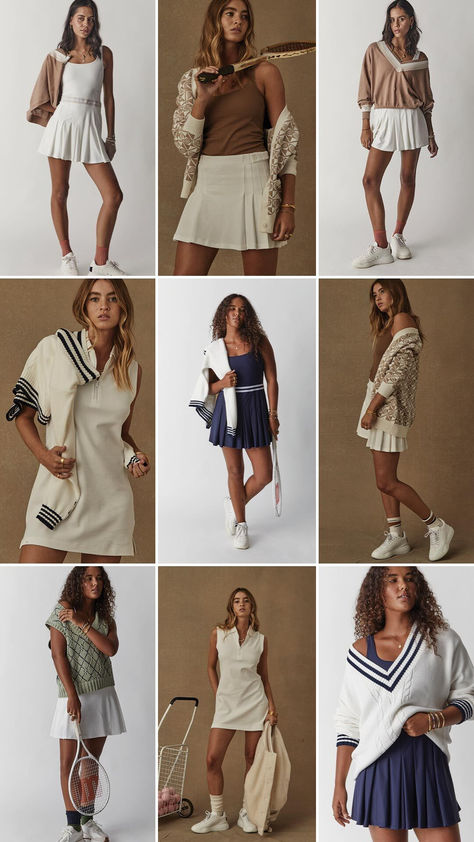 Ace your court style with these effortlessly chic looks. Chic Tennis Outfit, Wimbledon Party Outfit, Tennis Chic Outfit, All White Tennis Outfit, Old Money Athletic Outfits, Preppy Sporty Outfits, Womens Golf Outfit, Champion Aesthetic, White Pleated Skirt Outfit