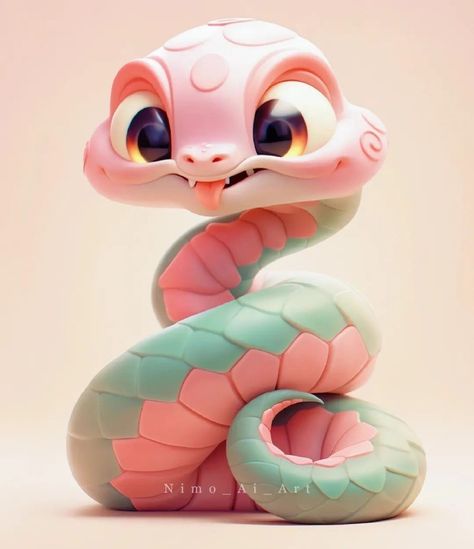 Cute Snake Illustration, Snake Character Design, Cute Snake Drawing, Snake Character, Snake Cute, Snake Cartoon, Insects For Kids, Cartoon Snake, 3d Snake