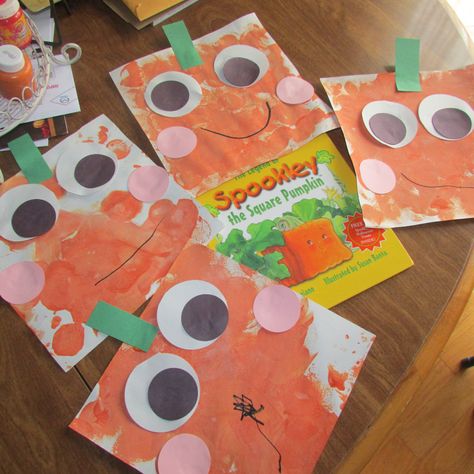 Spookley the Square Pumpkin craft and book Pumpkin Crafts Preschool, Spookley The Square Pumpkin, Square Pumpkin, Pumpkins Preschool, Preschool Art Projects, Halloween Crafts Preschool, Pumpkin Craft, Fall Preschool Activities, Pumpkin Activities