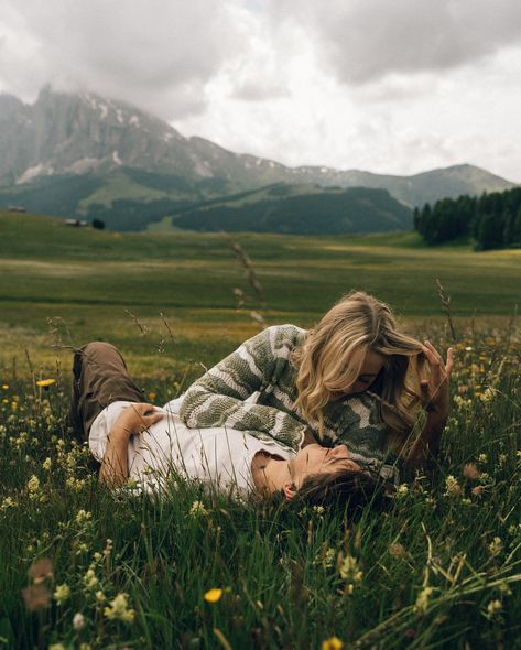 two lovers running through the meadows of the italian dolomites • • • keywords: documentary photography, cinematic photography, visual poetry, storytelling, love, couples photoshoot, tampa elopement, travel photographer, couples inspo, romcom, movie scenes, italy, dolomites, dolomites photos 🏷️ #floridaphotographer #tampaphotographer #stpeteweddingphptographer #tampaweddingphotographer #destinationweddingphotograoher #stpetephotographer #film #visualpoetry #cinematicphotographer #floridaw... Couple In The Woods, River Couples Photoshoot, Cinematic Couple Photoshoot, Couples Photoshoot River, Hillside Couple Photoshoot, Waterfall Couple Photoshoot, Yosemite Couples Shoot, Outdoor Couple, Storytelling Photography