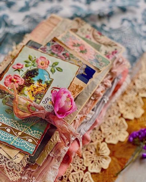 Nazy Cardiel on Instagram: "Something absolutely beautiful is going to be shared very soon💕There’s SO much that’s blooming in the Amity Bloom garden, can anyone take a guess? ☺️ Cannot wait to share what’s in store for all of us ✨ \\ #junkjournal #journalinspiration #bulletjournal #artjournal #journallove #amitybloom #diary #journaling #journal #bookmaking #antique #frenchelegance #handmadewithlove #textile #fabric #thatsdarling #journalspread #fantasyart" Amity Bloom, Diary Journaling, Bloom Chic, Handmade Journals Diy, Pretty Journals, Pretty Planners, Bookmaking, Needlework Crafts, Glue Book