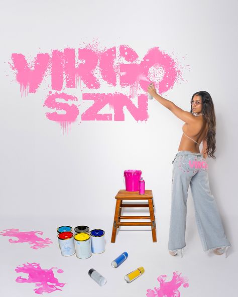 2000s Airbrush Photoshoot, Virgo Photoshoot Ideas Women, Virgo Szn Photoshoot, Virgo Season Photoshoot, Virgo Birthday Photoshoot, Paint Photoshoot Ideas, Sweet 16 Photo Shoot Ideas, Virgo Photoshoot Ideas, 17th Birthday Photoshoot Ideas