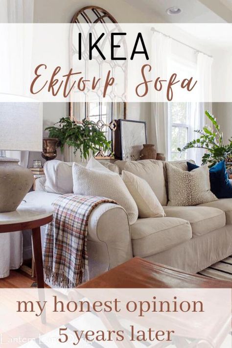 My honest review of the IKEA Ektorp sofa and how it's holding up 5 years later (and how it compares to the IKEA Uppland Sofa) Ikea Uppland Sofa, Ektorp Living Room, Ikea Uppland, White Slipcover, Ikea Ektorp Sofa, Ektorp Sofa, White Slipcovers, Ikea Sofas, Ikea Couch