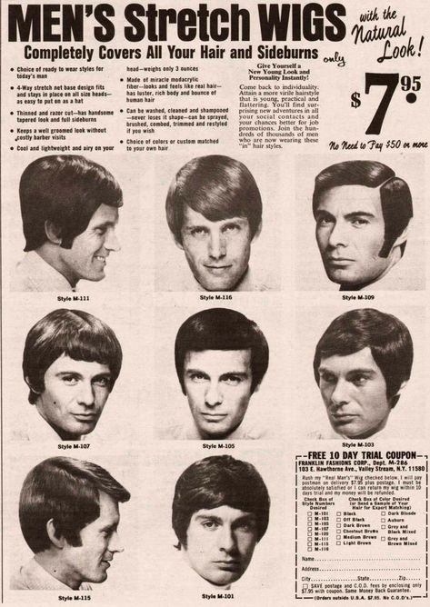 Vintage Hair Adverts: 1960s-70s Products, Styles and Tragic Cuts - Flashbak Hippies, 70s Facial Hair Men, 1960s Mens Hair, 70s Mens Hair, Casual Curls, 70’s Hair, 60s Men, Dag Make Up, Surfer Hair