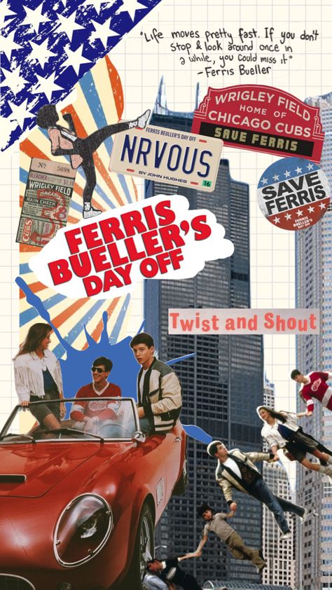 #80smovie #80s #ferrisbuellersdayoff Ferris Buellers Day Off Aesthetic Quotes, Ferris Bueller Poster, Ferris Buellers Day Off Movie Poster, Movie Posters Ferris Bueller, Chicago Movie, Save Ferris, Ferris Bueller’s Day Off, College Poster, Ferris Bueller