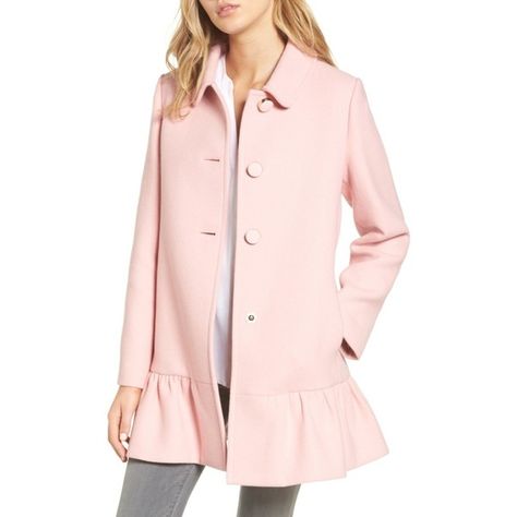 Women's Kate Spade New York Twill Peacoat ($398) ❤ liked on Polyvore featuring outerwear, coats, jasper pink, kate spade coat, pink peplum coat, peplum coats, pea coat and pink pea coat Dress Outfits Winter, Kate Spade Coat, Peplum Coat, Pink Peacoat, Trendy Winter Fashion, Winter Dress Outfits, Fall Dress Outfit, Trendy Dress Outfits, Peacoat Jacket