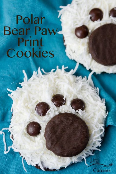 Polar Bear Paw Print, Bear Paw Cookies, Paw Print Cookies, Polar Bear Paw, Paw Cookies, Chocolate Marshmallow Cookies, Chocolate Chip Shortbread Cookies, Bear Paw Print, Easy Christmas Cookie Recipes