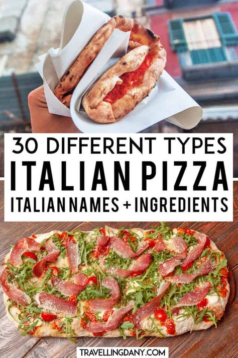 30 different types of pizza you should eat in Italy! With all Neapolitan pizza photography, Italian names and ingredients. Learn what to expect from traditional pizza in Italy, what you should order and how! | #visititaly #pizza #naples #italy Italian Pizza Toppings, White Sauce Pizza Recipe, Different Types Of Pizza, Traditional Italian Pizza, Italian Names, Pizza In Italy, Pizza Photography, Romans Pizza, Authentic Italian Pizza