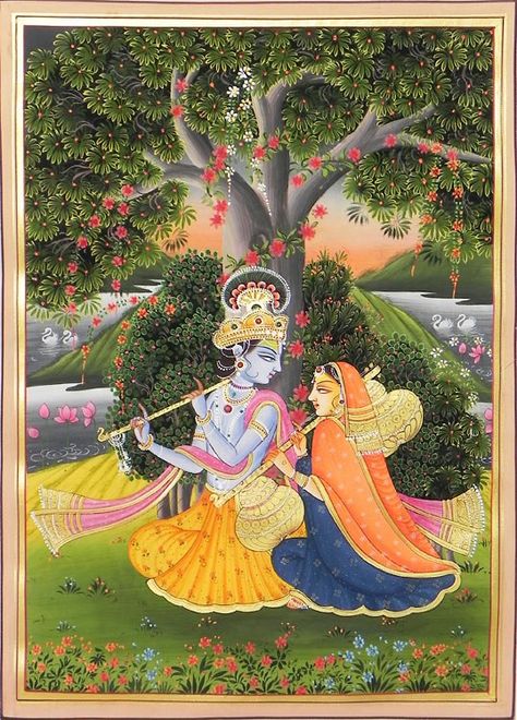 Radha Krishna Kangra Painting, Rhada Krishna, Pichvai Painting, Rajasthani Miniature Paintings, Bani Thani, Mughal Miniature Paintings, Radha And Krishna, Rajasthani Painting, Indian Traditional Paintings