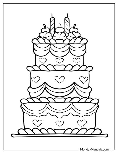 30 Cake Coloring Pages (Free PDF Printables) Birthday Cake Template Free Printable, Happy Birthday Coloring Pages Printables Free, Cake Colouring Pages, Bakery Coloring Pages, Baking Coloring Pages, Birthday Cake Coloring Page, Dessert Coloring Pages, Cake Coloring Pages, Birthday Cake Clip Art