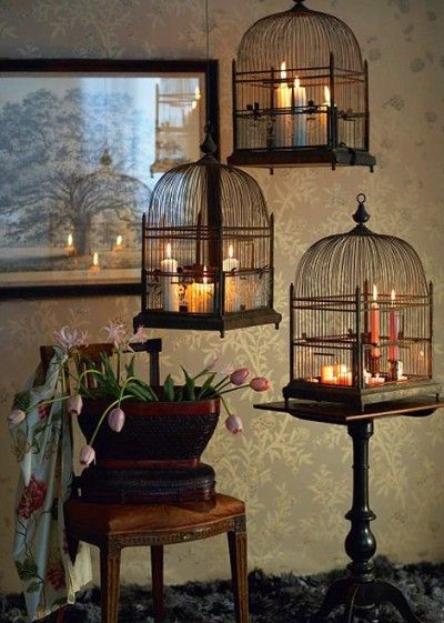 restricting the light Bird Cage Candle, Koti Diy, Classy Halloween, Bird Cage Decor, Bird Cages, Gothic Decor, Gothic Home Decor, Gothic House, Diy Vintage