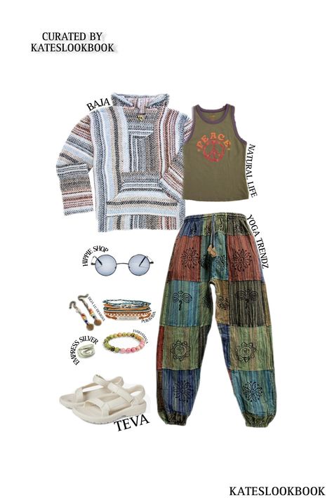 Hippie Male Outfit, Earth Boy Aesthetic Outfits, Masculine Hippie Outfits, Summer Hippie Baggy Pants, 70s Hippie Aesthetic Outfit, Male Hippie Outfits, Hippie School Outfits, Comfy Hippie Outfit, Beach Hippie Aesthetic Outfit