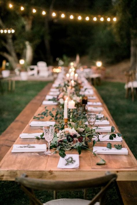 Modern Bohemian Backyard Wedding Picnic Table Wedding, Bohemian Backyard Wedding, Bohemian Backyard, Picnic Wedding, Wedding Winter, Wedding Boho, Long Table, Wedding Table Centerpieces, Cheap Wedding