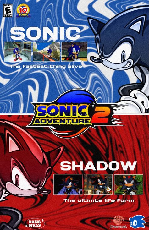 A posted inspired by Sonic Adventure 2 Sonic 2000s Art, Sonic Pc, Retro Games Poster, Sonic Adventure 2, Retro Gaming Art, Video Game Posters, Sonic Funny, Sonic Adventure, Retro Game