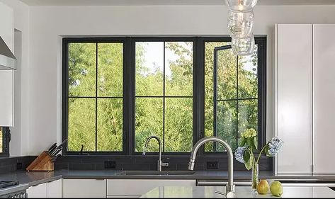 Milgard Windows, Window Construction, Black Window Frames, Fiberglass Windows, Energy Efficient Windows, Replacement Windows, Bow Window, Window Grill Design, Double Hung Windows