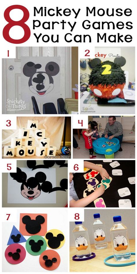 70+ Mickey Mouse DIY Birthday Party Ideas | About Family Crafts Mickey Mouse Party Games, Diy Birthday Party Ideas, Mickey Mouse Clubhouse Birthday Party Decorations, Mickey Mouse Diy, Mickey Garland, Mickey Mouse Party Decorations, Γενέθλια Mickey Mouse, Mouse Diy, Lila Party