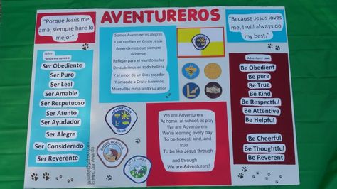 Here's  a fun way to display  your  adventure  pledge, law and song in your next adventure  club meeting. Adventurers Club, Fun Awards, Conference Themes, Seventh Day Adventist Church, Adventure Club, Seventh Day Adventist, Club Poster, Passion Planner, Helping Hands