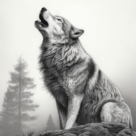 Let the haunting melody of the howl transport you to the untamed wilderness and awaken your primal spirit. Perfect for nature lovers and wolf enthusiasts alike. #wolfhowling #wilderness #naturephotography #moonlight" Wolf Tattoo Howling, Wolf Howling Drawing, Holy Tattoos, Howling Wolf Tattoo, Guru Hargobind, Real Wolf, Wolf Forest, Bald Eagle Art, Norse Mythology Tattoo