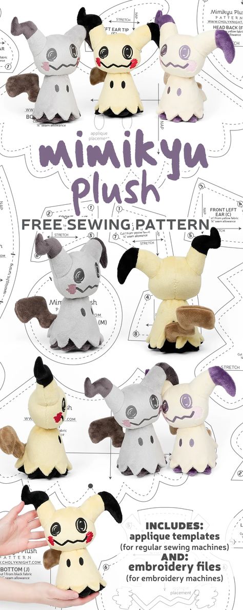 Kawaii Plush Pattern, Pokemon Sewing Patterns Free, Free Sewing Patterns Plushies, Plushie Patterns Free Templates Easy, Diy Plushies Patterns Free, Kawaii Sewing Pattern, Plushie Patterns Free, Free Plush Sewing Patterns, Plush Pattern Sewing