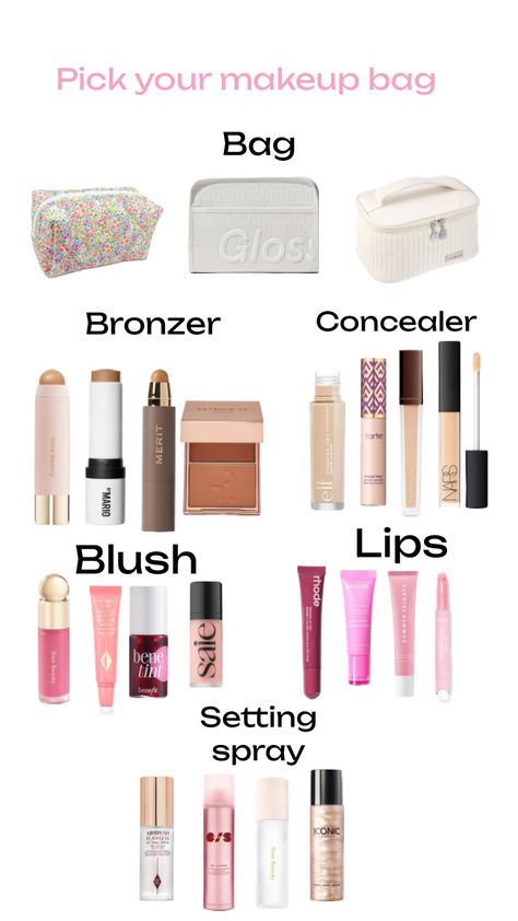 Remix and pick you makeup bag Simple Everyday Makeup, Summer Fridays, Everyday Makeup, Setting Spray, Bronzer, Makeup Yourself, Concealer, Makeup Bag, Lips