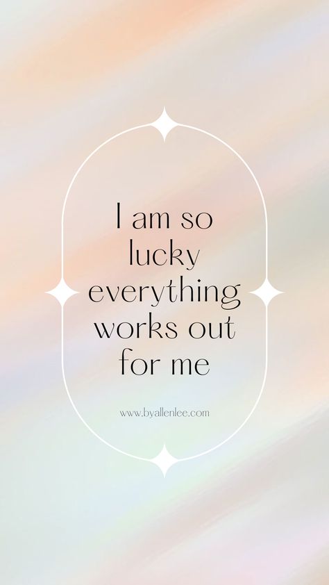 Manifest inspirational quote: I am so lucky everything works out for me Easy Manifestation, Everything Works Out For Me, Me Affirmations, Affirmations For Success, I Am So Lucky, Quotes Dream, Manifestation Techniques, Healing Affirmations, Vision Board Affirmations