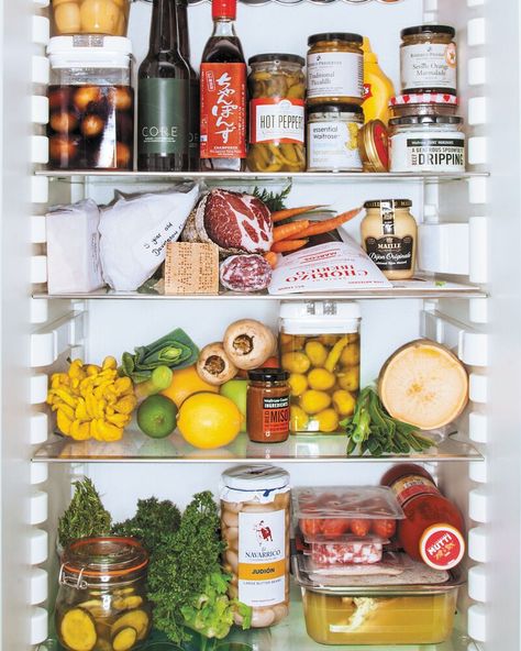 Clare_Smyth_Fridge-VT-Blog0520 Fridge Styling, Open Fridge, Inside Fridge, Fridge Food, Messy Fridge, Fridgescaping Aesthetic, Messy Fridge Aesthetic, Healthy Fridge Aesthetic, Fridge Aesthetic