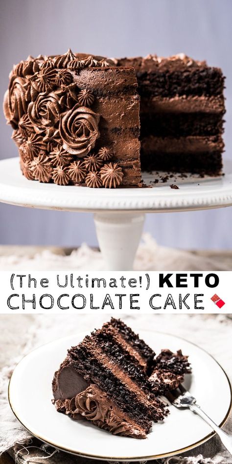 Ultimate Chocolate Cake, Dessert Oreo, Keto Cakes, Keto Chocolate Cake, Postre Keto, Bolo Fit, Keto Baking, Desserts Keto, Keto Friendly Desserts